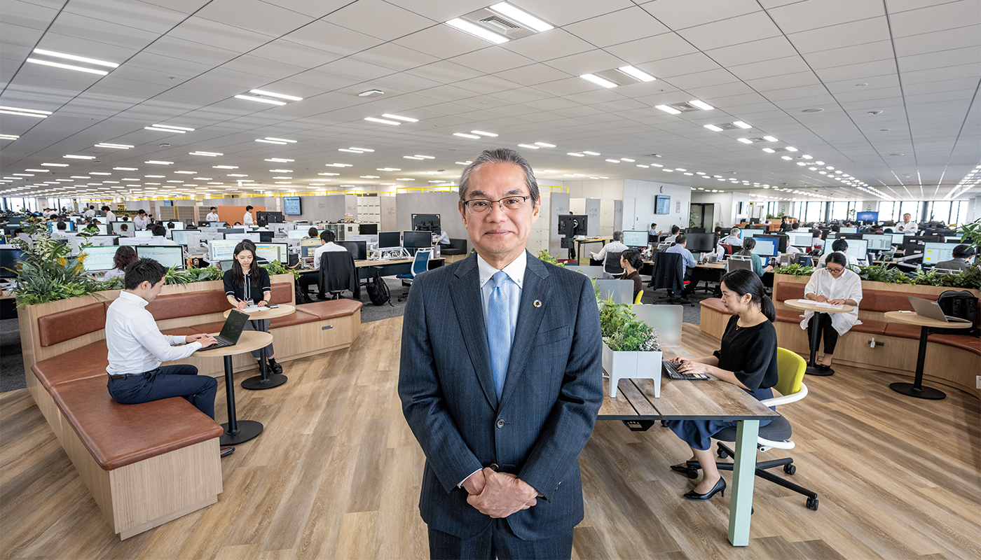 「当社グループは、皆さまの日常生活を幅広く支える総合設備業として、社会的使命を果たすと同時に、地域社会と共に発展してまいります。」九電工 代表取締役 社長執行役員 石橋和幸
